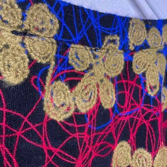 Zara Mod Squiggly Line Embroidered Tunic Mini Dress Multicolor Artsy Size L - Picture 11 of 12